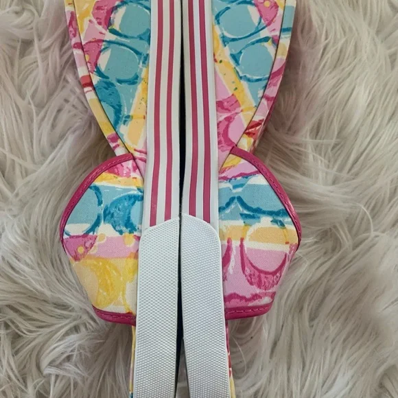 NEW Vintage Coach Hampton Multicolor Pastel Wedges- 9 - Picture 4 of 8